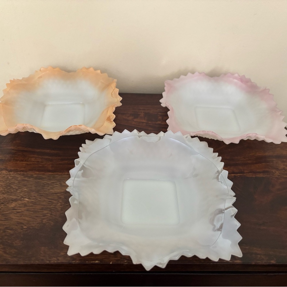 Vintage Indiana Milk Glass Iridescent Trinket Dish